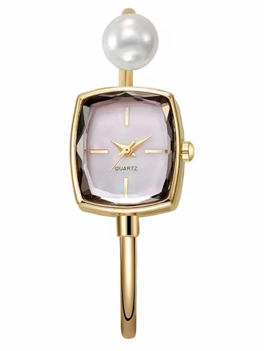 New Kohl’s Gold Pearl Accent Quartz Bangle Watch - Pink Dial